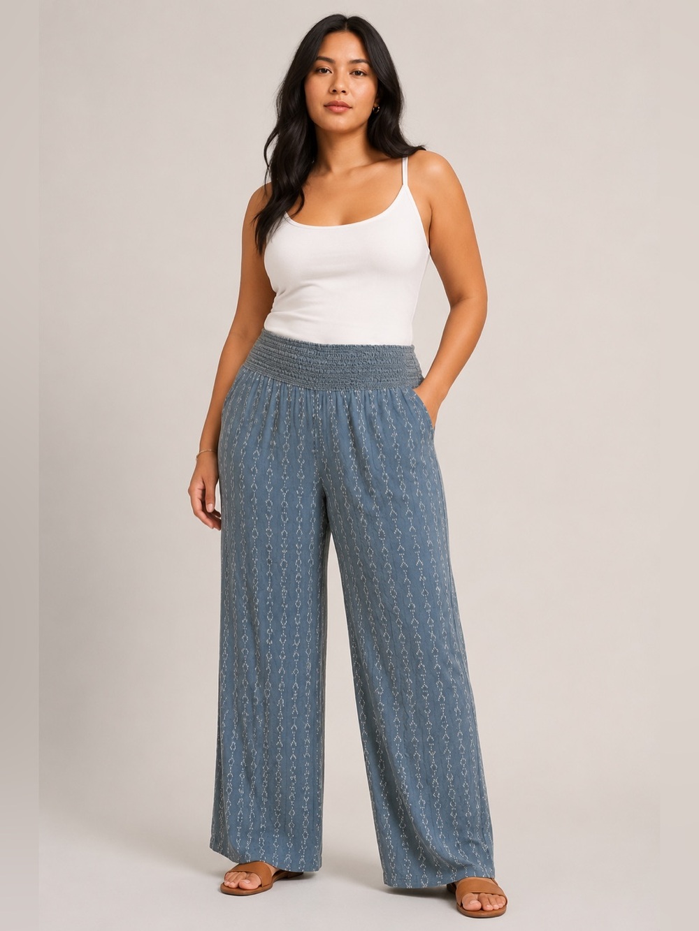 Italian Made 100% Viscose Wide Leg Pants | Size XL